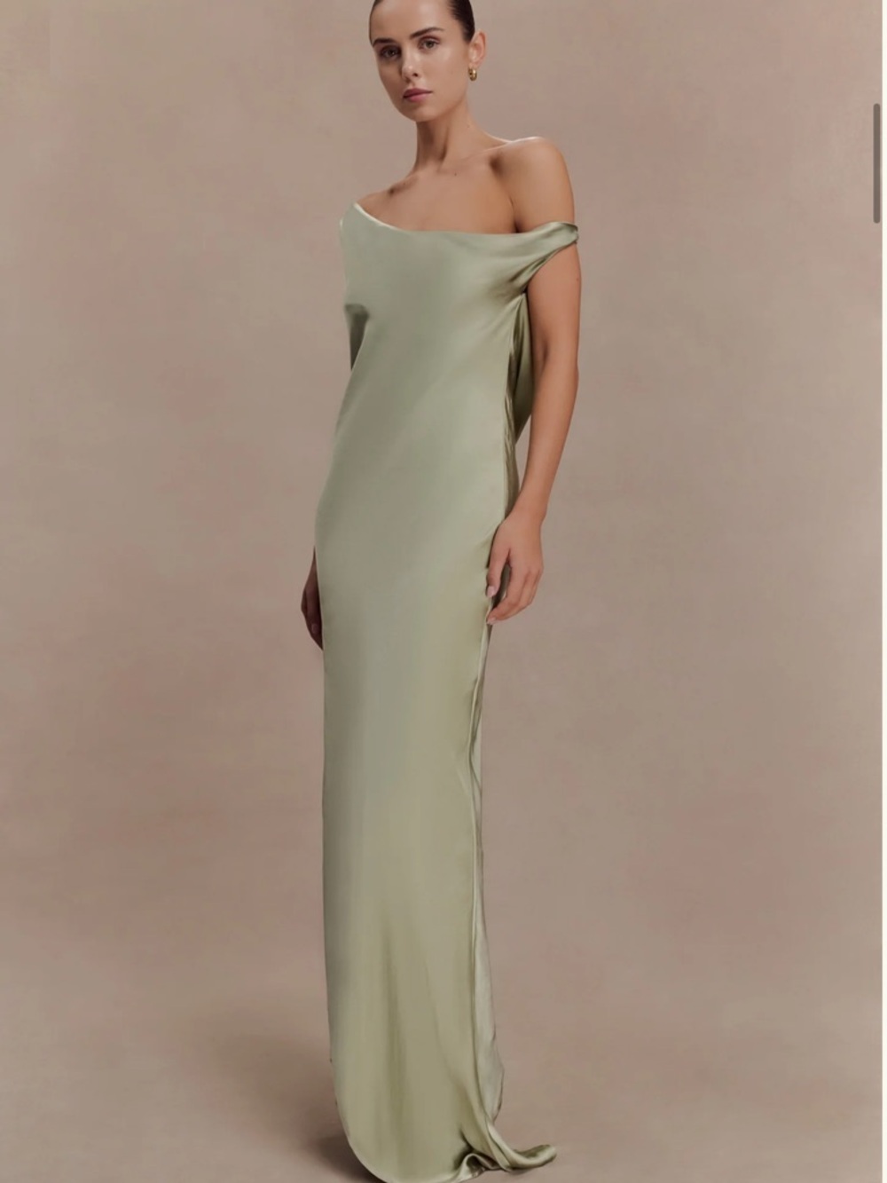 Meshki Sage One-Shoulder, open back Slip Gown